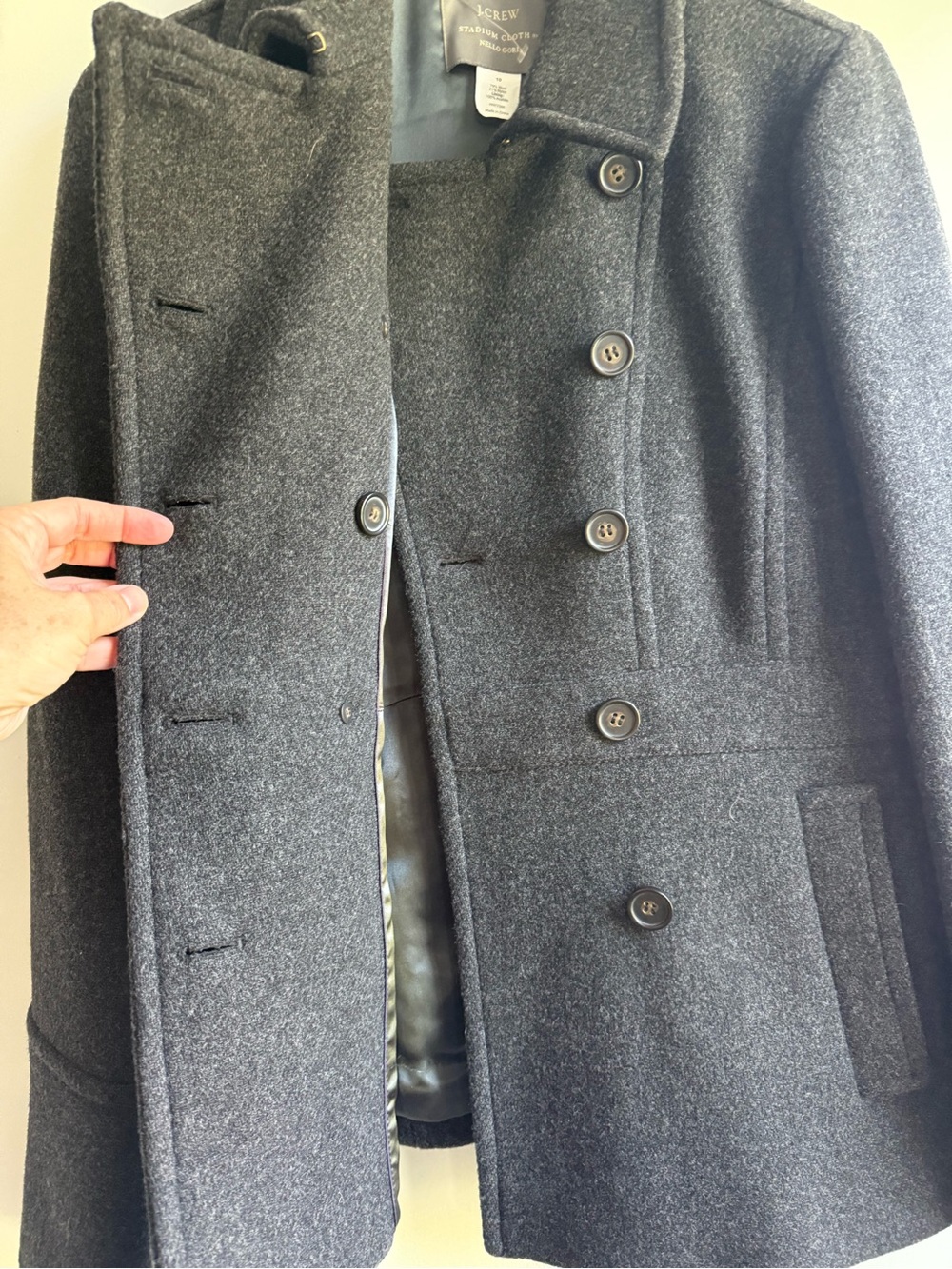 J. Crew Women's Double-Breasted Wool Peacoat - Dark Grey - Picture 3 of 10